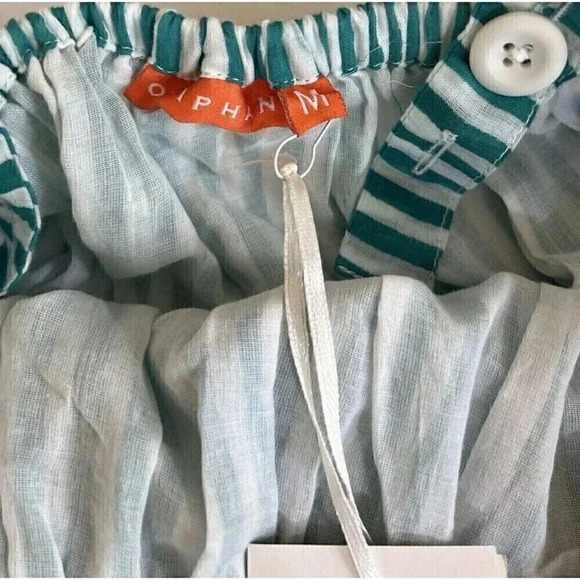 Oliphant Cross Back Mini Playa Green Dress Womens Size M Sleeveless Striped NWT - Picture 14 of 16